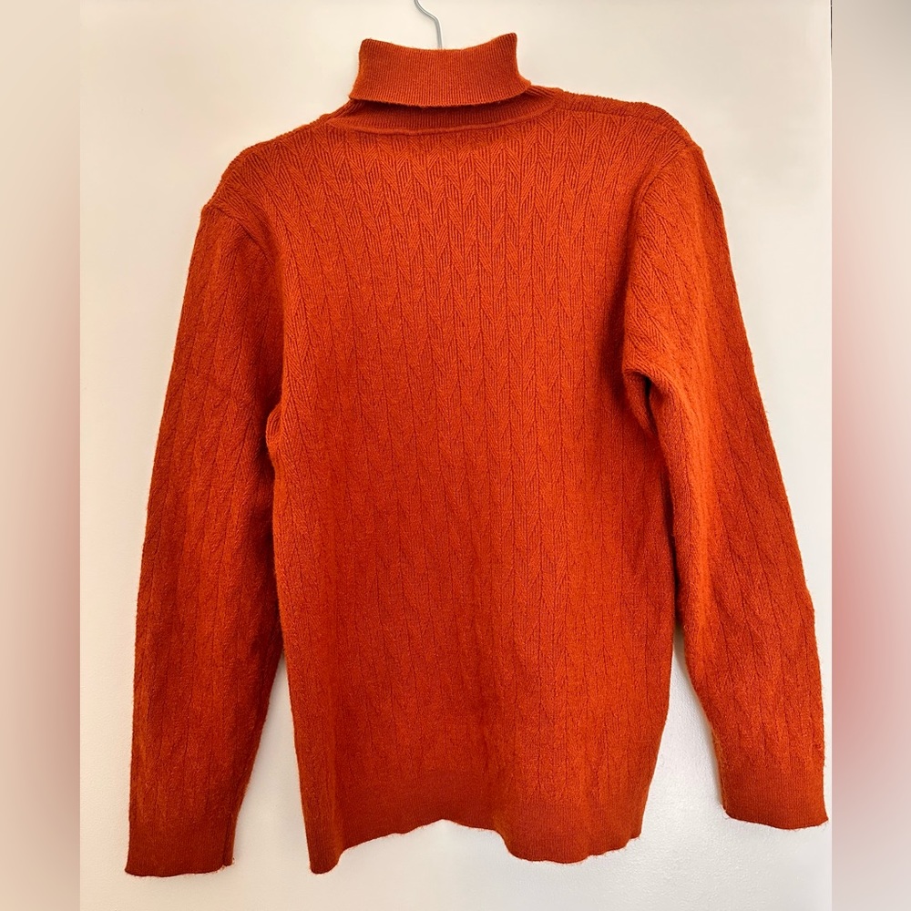 Brown Knitted Pullover Turtleneck Sweater